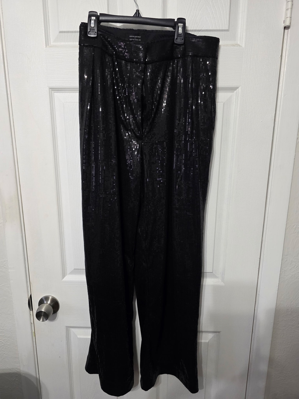 Banana Republic Black Sequin Wide-Leg Pants